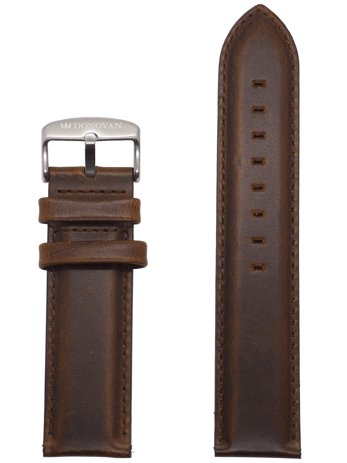 Brown 22 mm - Leather, Silver Clasp