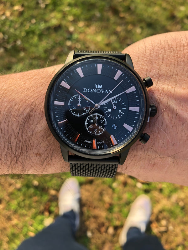 The Chrono X - Black/Rose Gold/Steel - Donovan Watches