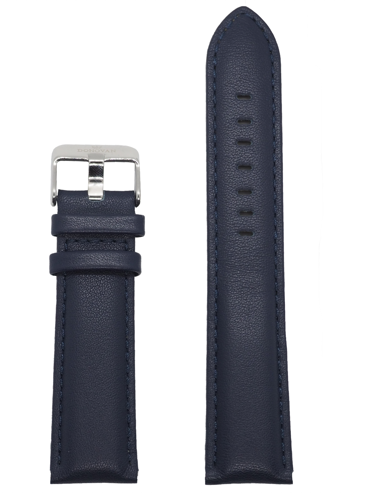 Navy 22 mm - Leather, Silver Clasp