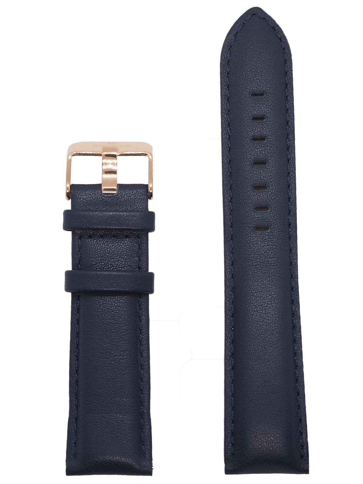 Navy 22 mm - Leather, Rose Gold Clasp - Donovan Watches