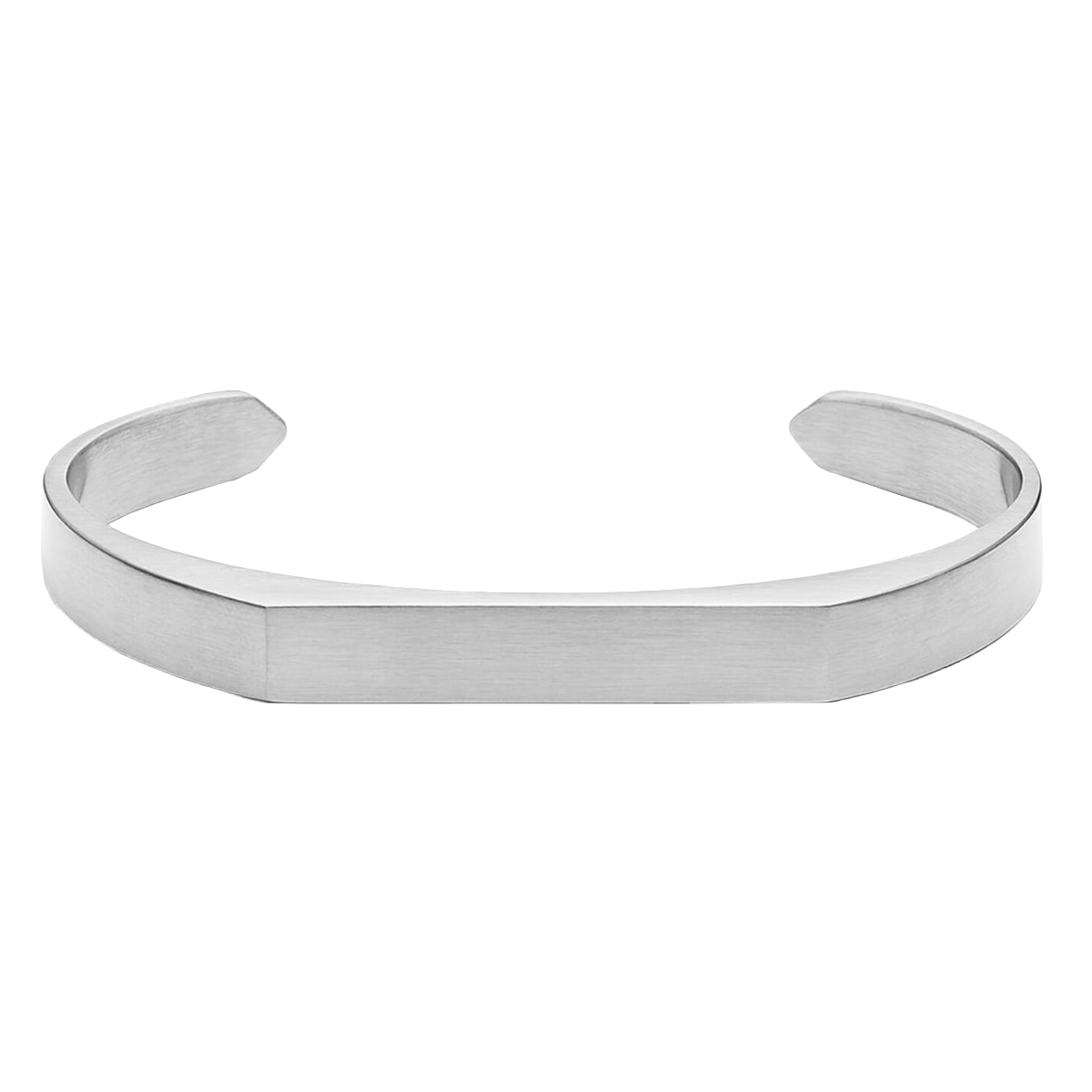 Mens Stainless Steel Cuff Bracelet - Brushed Silver
