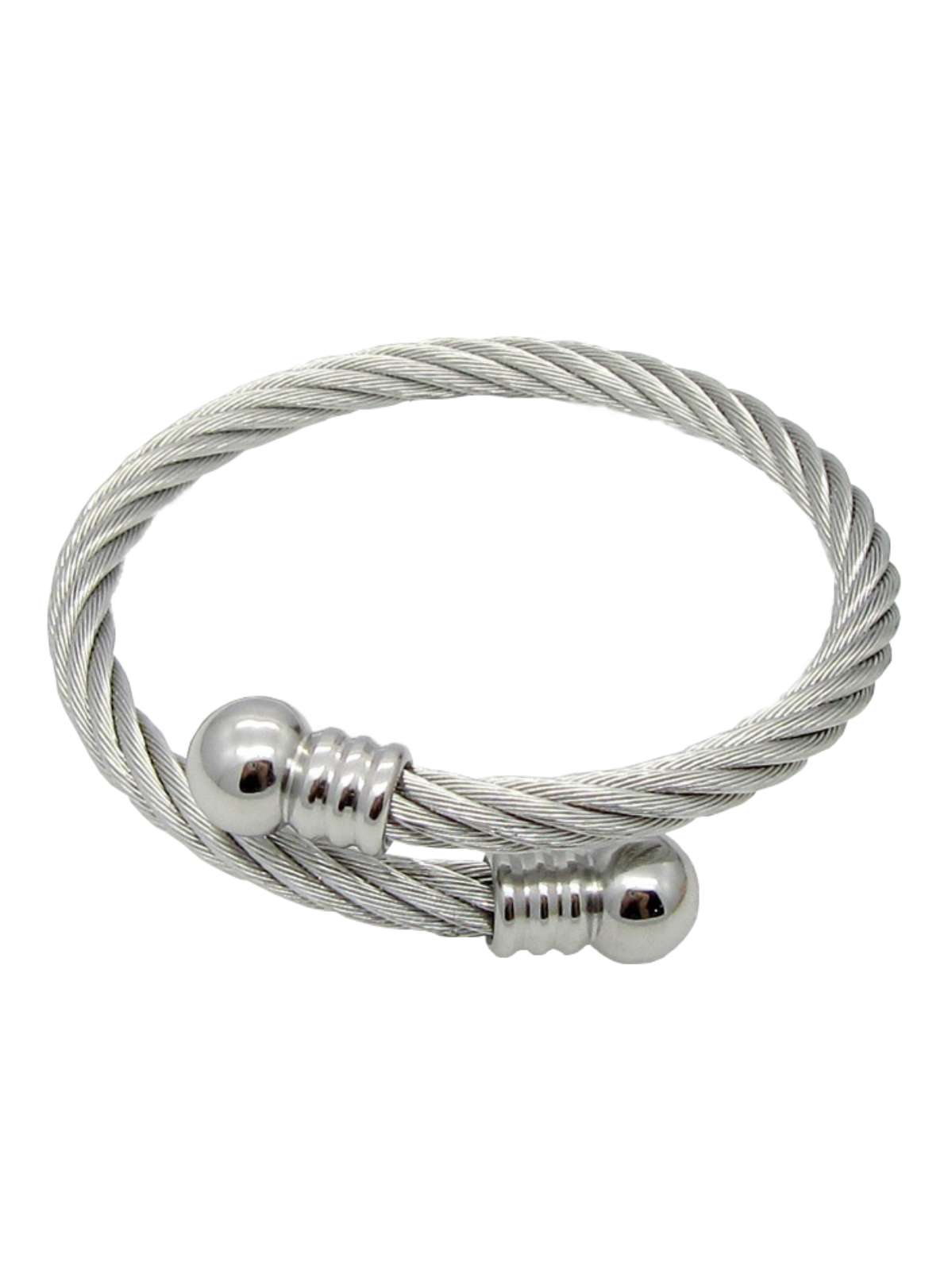 Silver Stainless Steel Braided Bangle