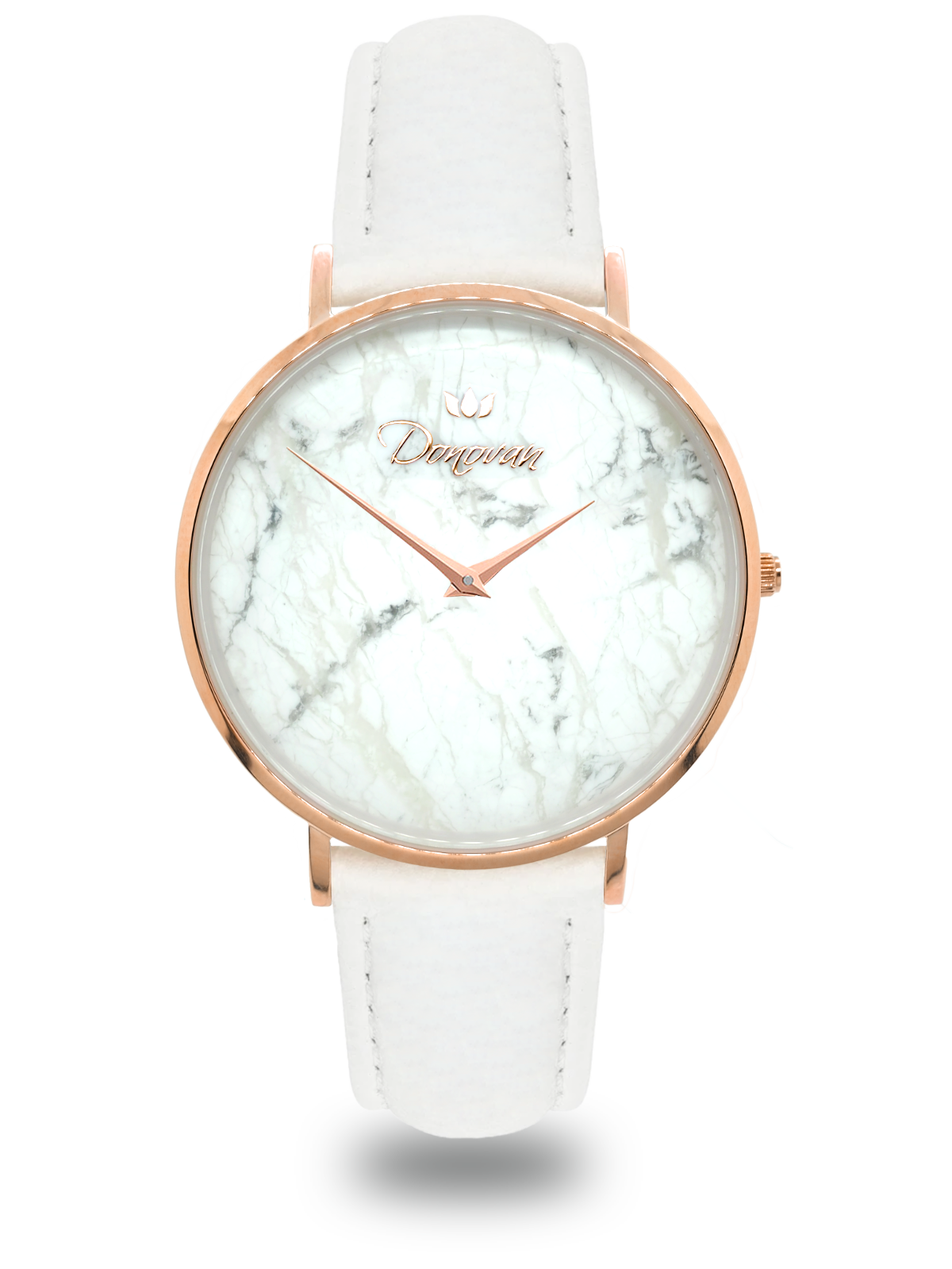 White strap 2024 rose gold watch